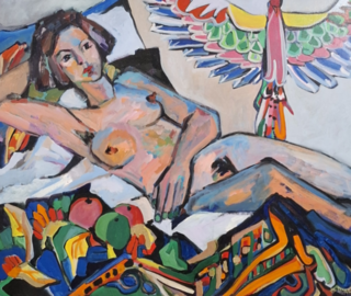 Acryl schilderij op doek, Maya Wildevuur (1944-2023), Nicole, 1988